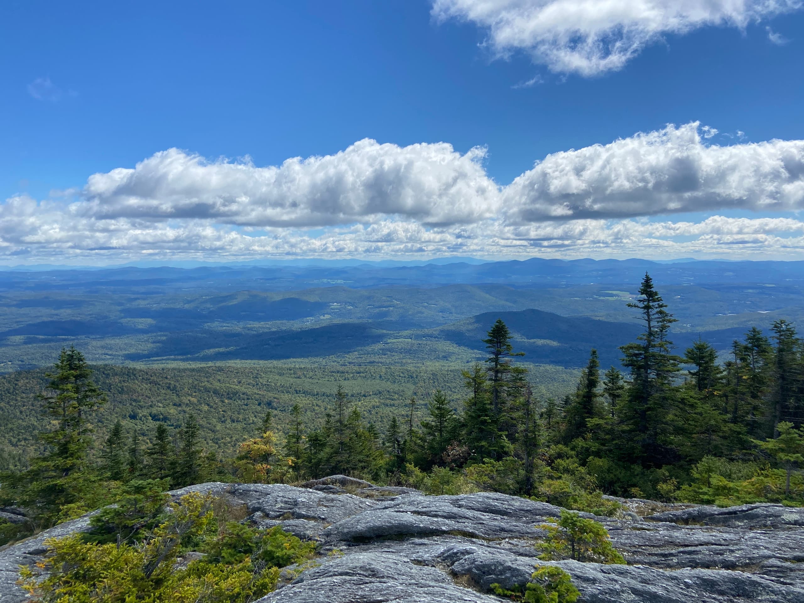 The Green Mountains and Mad River Valley seen from a Duxbury summit near Wychwood